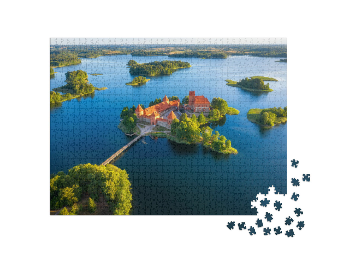 Puzzle 1000 pezzi „Vista aerea del castello di Trakai, Lituania“