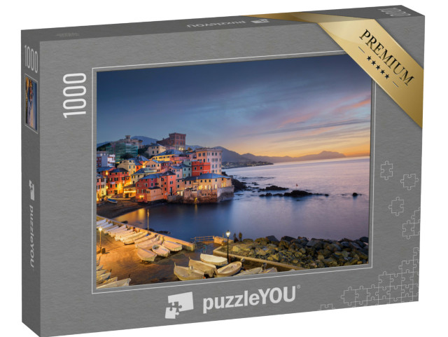 Puzzle 1000 pezzi „L'antico borgo di pescatori di Boccadasse, Genova, all'alba.“
