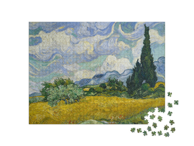 Puzzle 1000 pezzi „Vincent van Gogh - Campo di grano con cipressi“