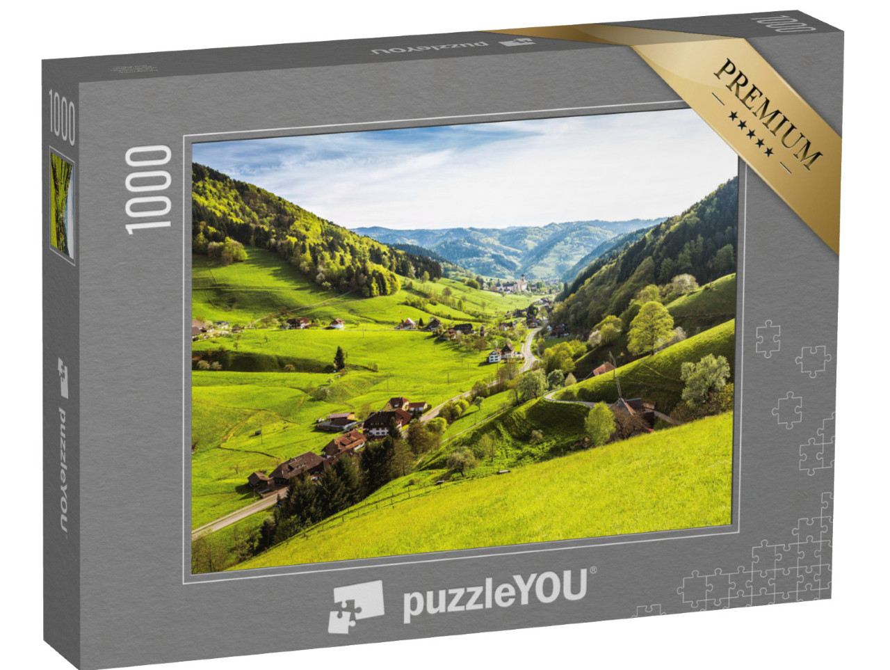 Puzzle 1000 pezzi „Panorama dalla Münstertal in autunno, Foresta Nera“