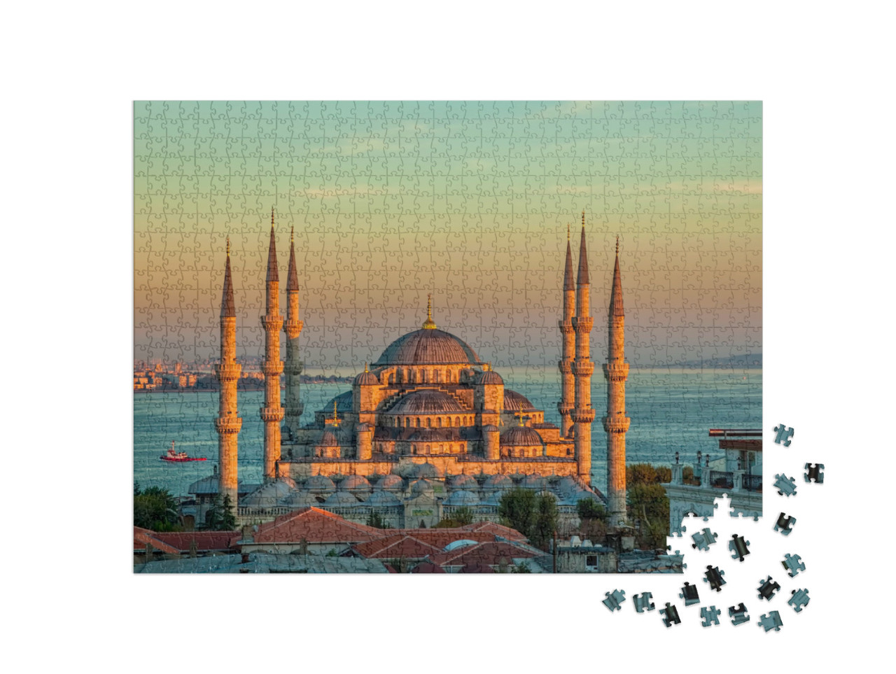 Puzzle 1000 pezzi „La Moschea Blu al tramonto, Istanbul“