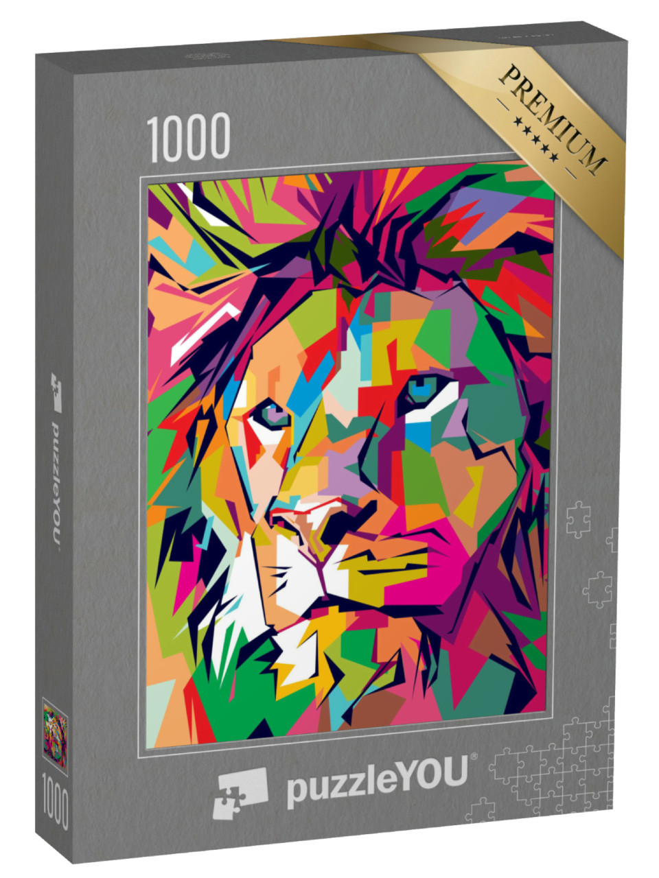 Puzzle 1000 pezzi „Pop Art: Testa di leone colorata“