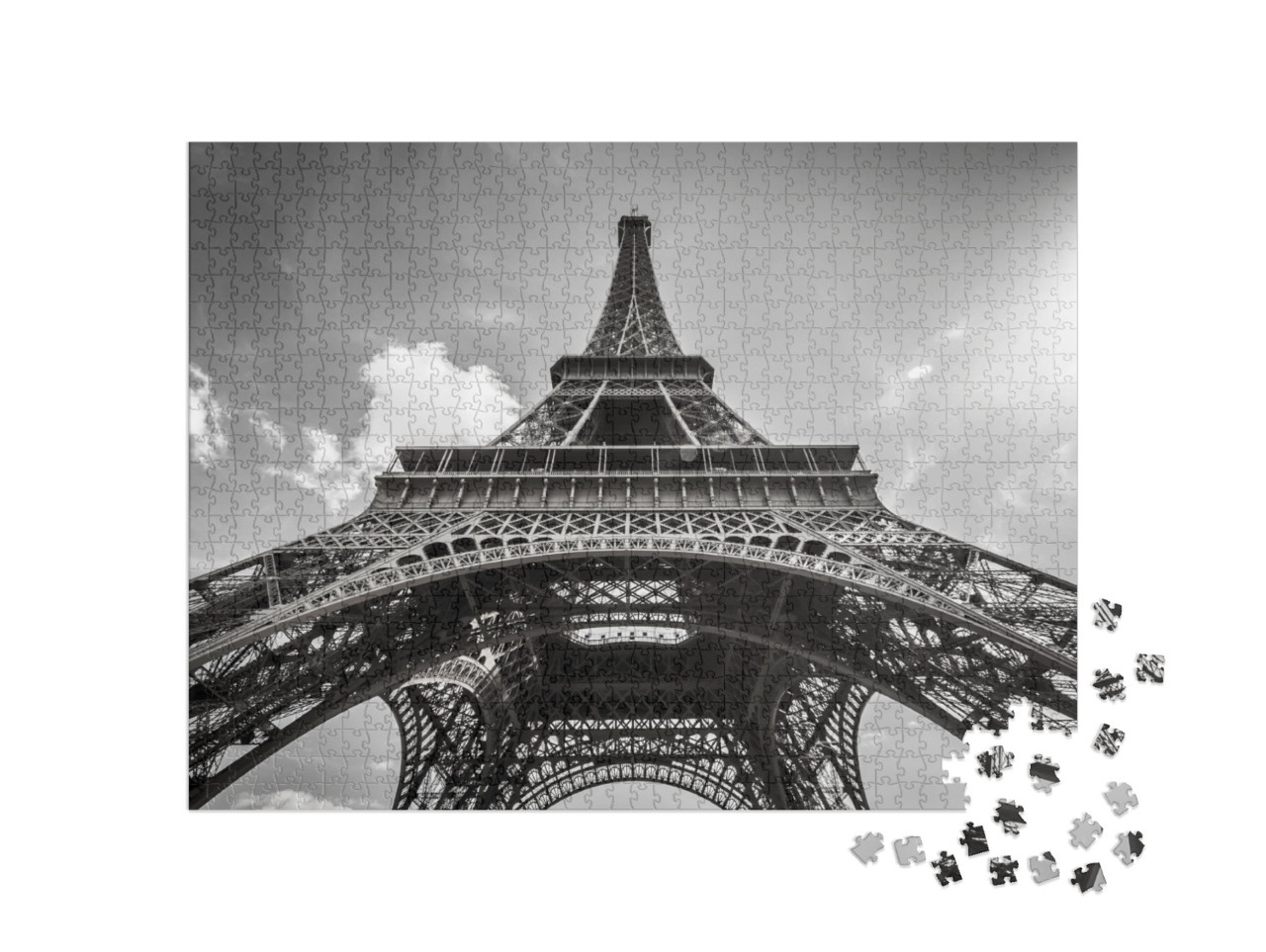 Puzzle 1000 pezzi „Torre Eiffel Parigi, bianco e nero“