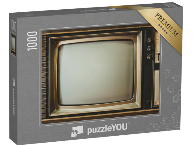 Puzzle 1000 pezzi „Primo piano di uno schermo televisivo in stile vintage“
