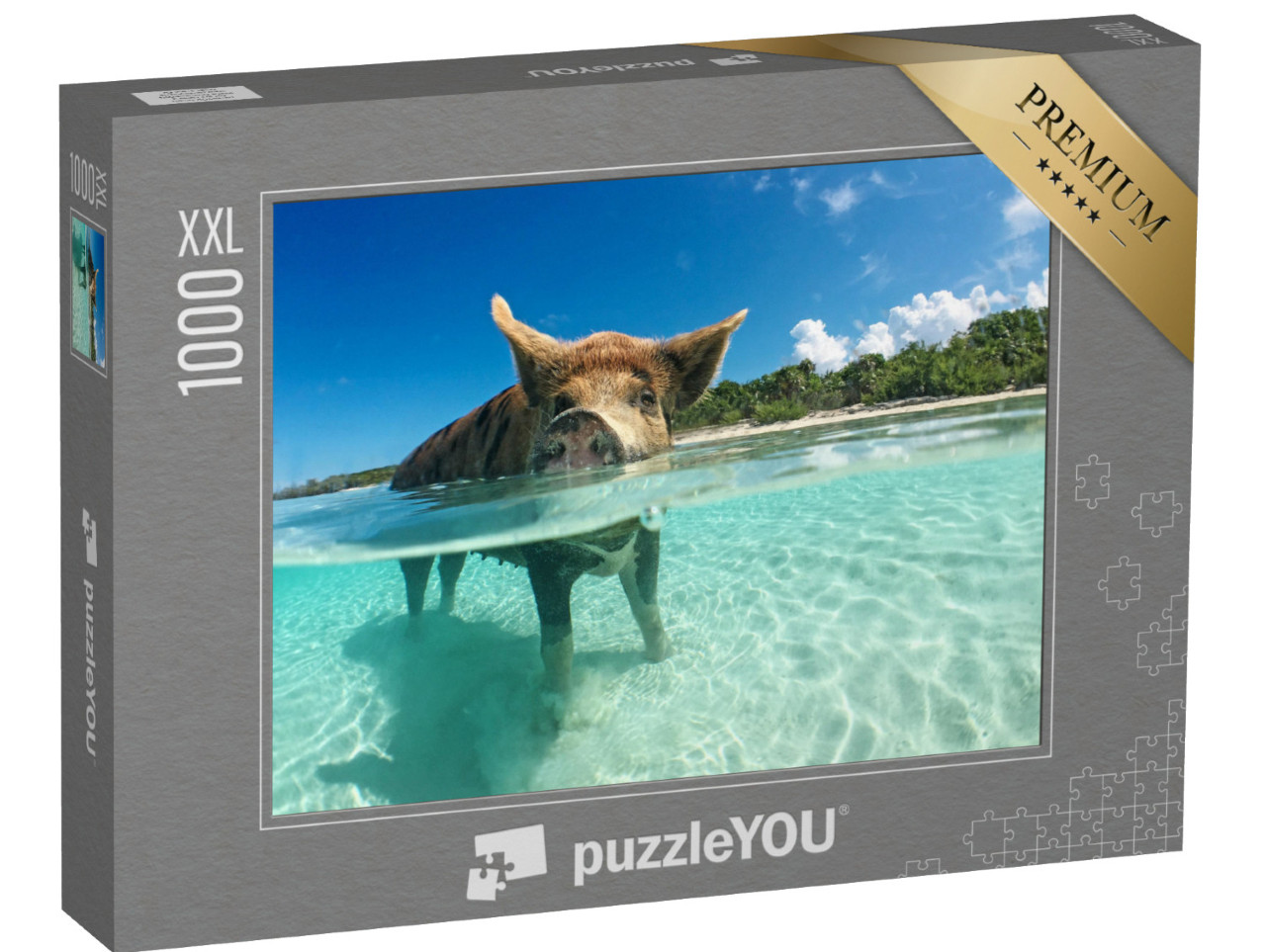 Puzzle 1000 pezzi XXL „Cinghiale amante dell'acqua alle Bahamas, nei Caraibi“