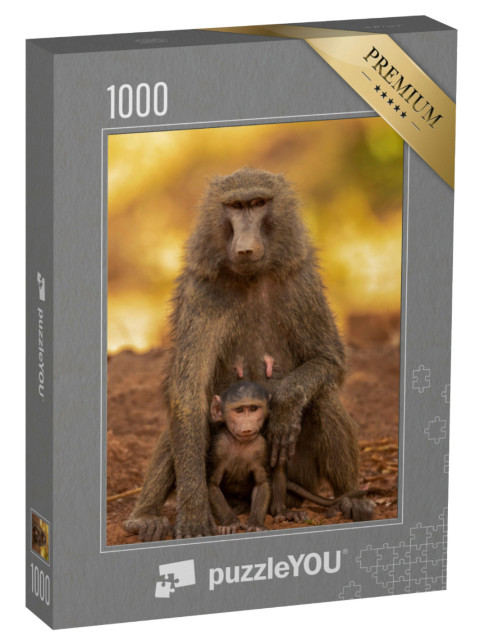 Puzzle 1000 pezzi „Ritratto familiare e comportamentale dei babbuini olivastri, Parco Nazionale Pendjari, Benin“