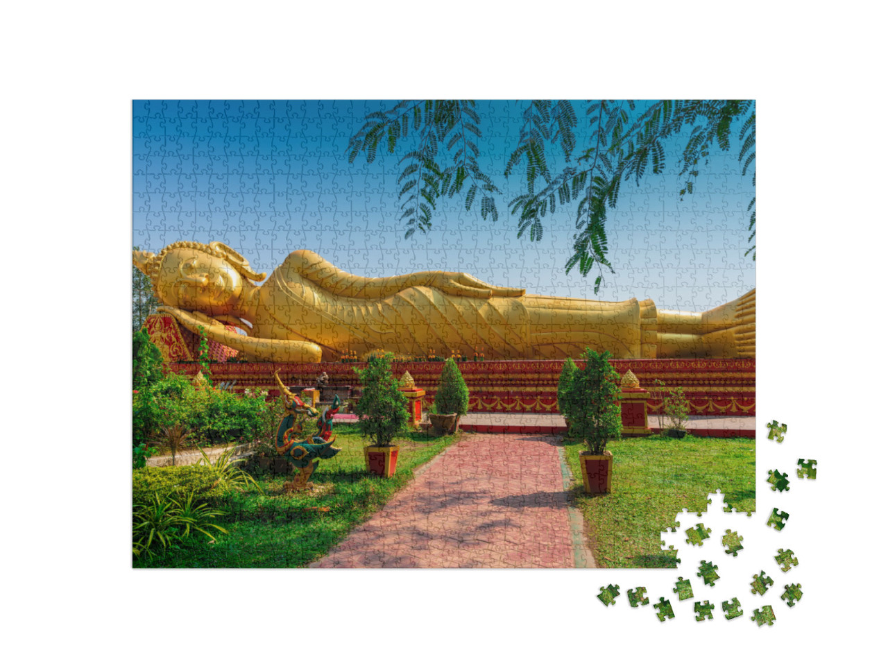 Puzzle 1000 pezzi „Buddha addormentato nel Wat Pha That Luang, Vientiane, Laos“