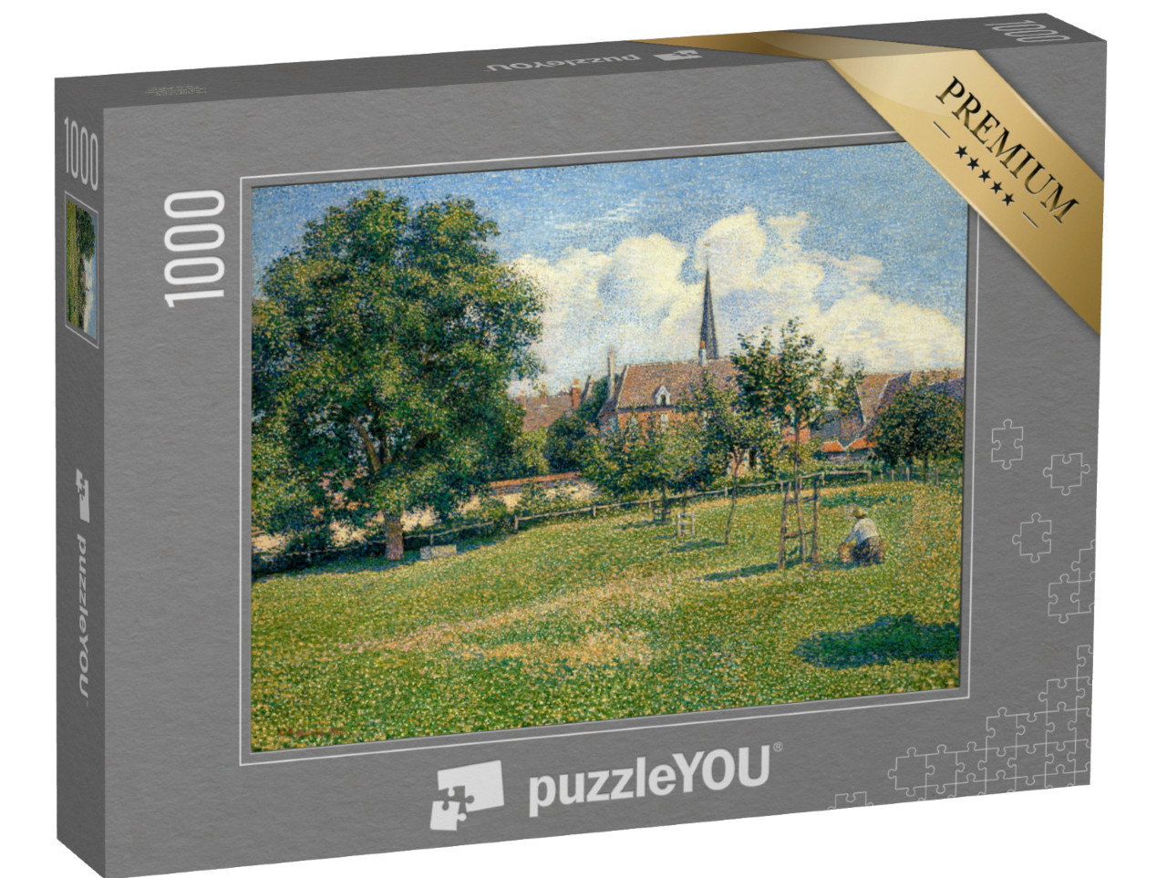 Puzzle 1000 pezzi „Camille Pissarro - La casa della donna sorda e il campanile di Eragny“