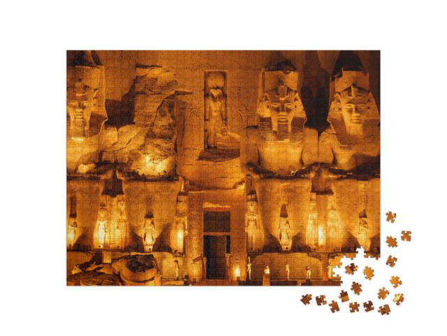 Puzzle 1000 pezzi „Fotografia del tempio di Abu Simbel di notte“