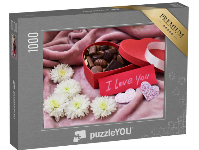Puzzle 1000 pezzi „Un cuore e del cioccolato per San Valentino“