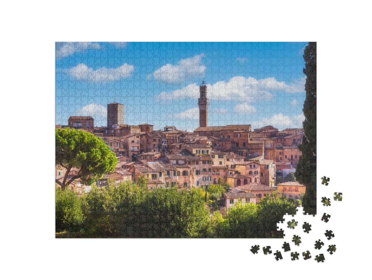 Puzzle 1000 pezzi „Beautiful view of the bell tower of Siena Cathedral, Siena Cathedral, Tuscany, Province of Siena, Italy“