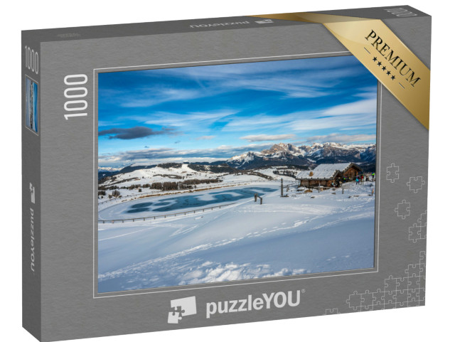 Puzzle 1000 pezzi „Il più grande altopiano d'Europa in inverno. Neve e atmosfera invernale sull'Alpe di Siusi. Dolomiti.“
