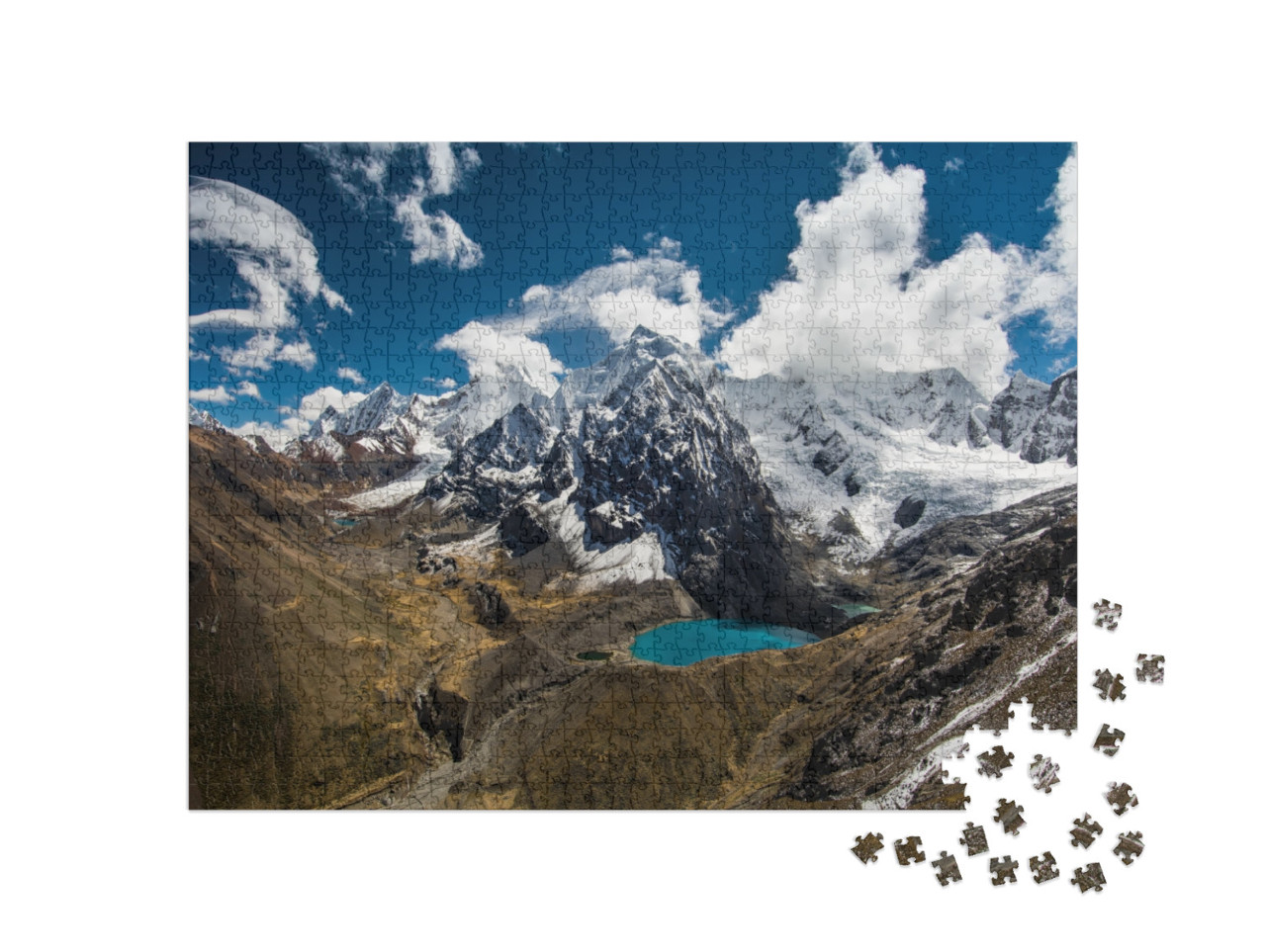 Puzzle 1000 pezzi „Spettacolari alte montagne, Cordigliera Huayhuash, Ande, Perù“