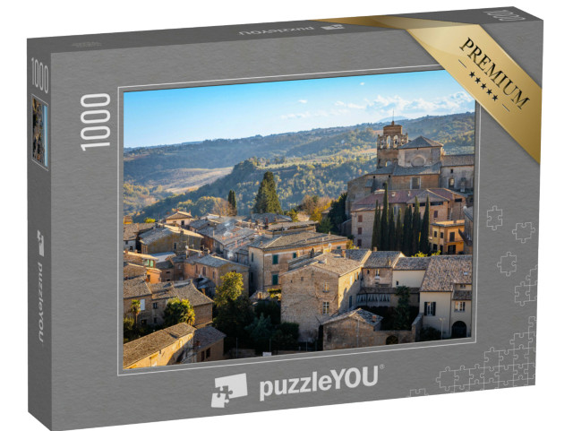 Puzzle 1000 pezzi „Vista del centro storico di Orvieto in Italia dall'alto dei tetti al tramonto“