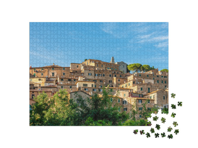 Puzzle 1000 pezzi „Pomeriggio di sole nel villaggio di Campiglia Marittima, nella regione Toscana“