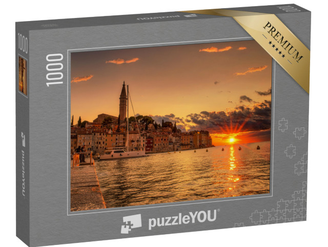 Puzzle 1000 pezzi „Tramonto su Rovigno, sul mare Adriatico croato“