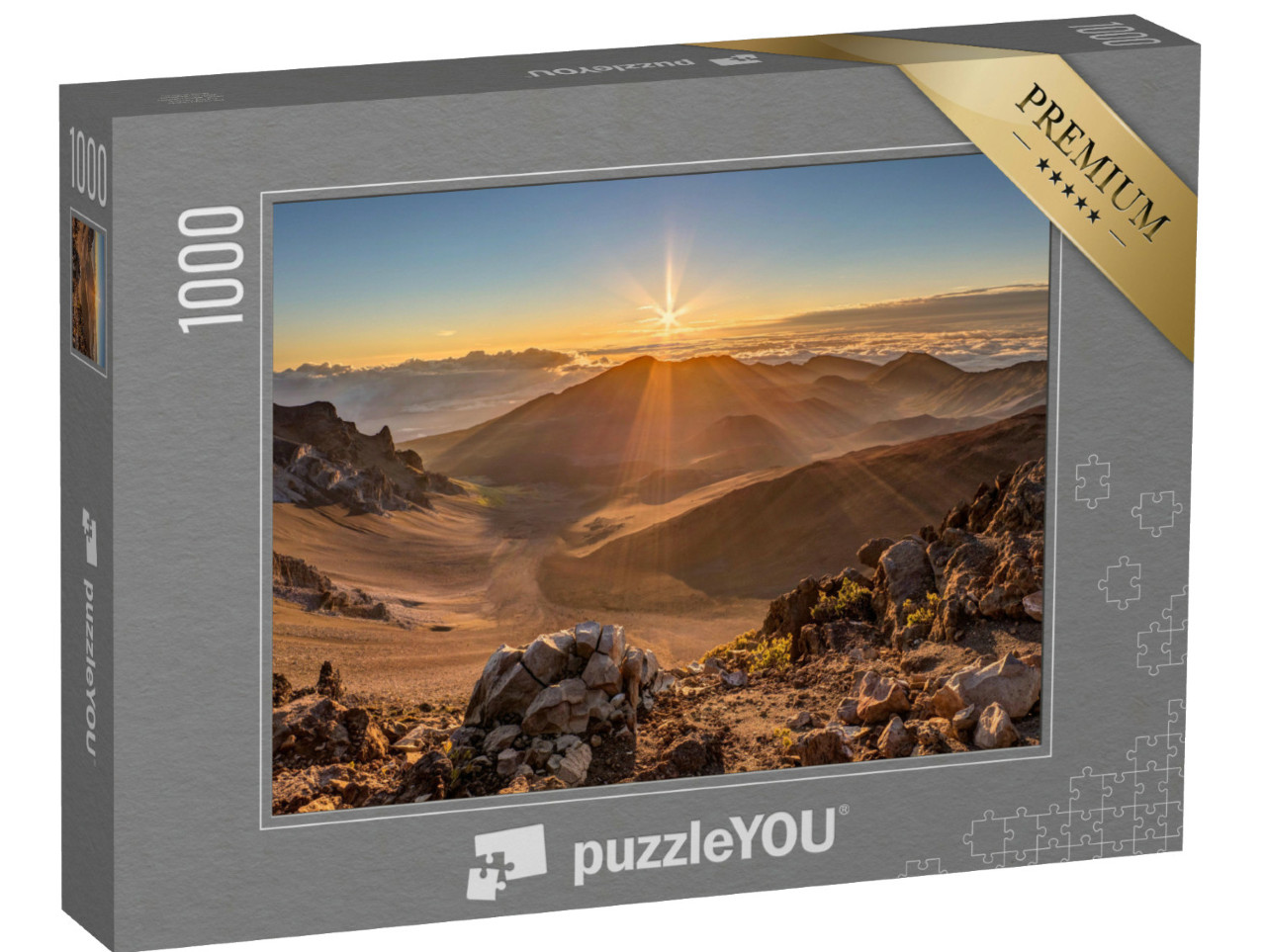 Puzzle 1000 pezzi „Alba mistica dietro il vulcano Haleakala, Maui, Hawaii“
