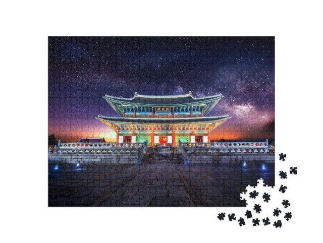 Puzzle 1000 pezzi „La Via Lattea dietro il Palazzo Gyeongbokgung, Seul, Corea del Sud“