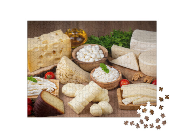 Puzzle 1000 pezzi „Varietà speciali di formaggio, vari formaggi della cucina turca“