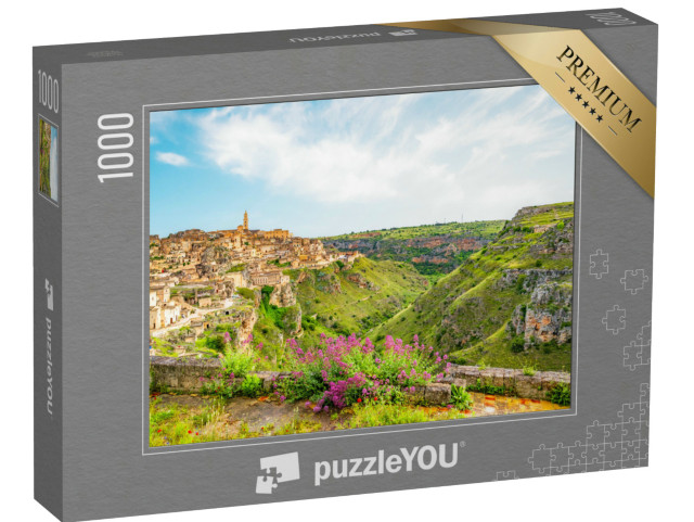 Puzzle 1000 pezzi „Veduta dell'antica città di Matera, Sassi di Matera in Basilicata, Italia meridionale“