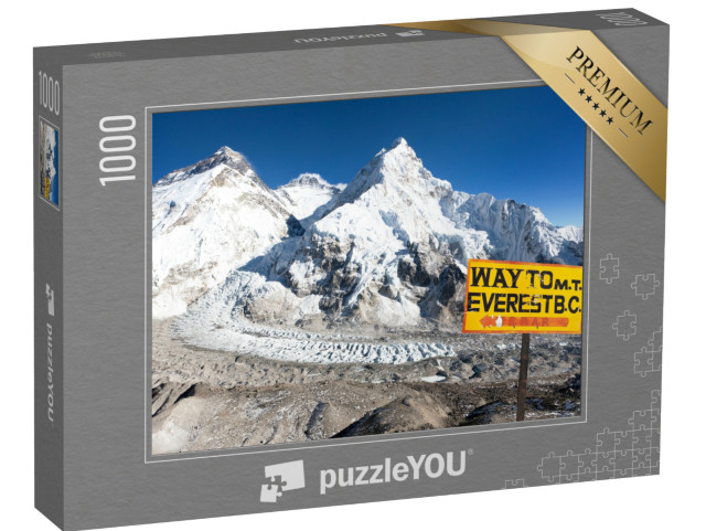 Puzzle 1000 pezzi „Cartello per il campo base dell'Everest, Nepal“