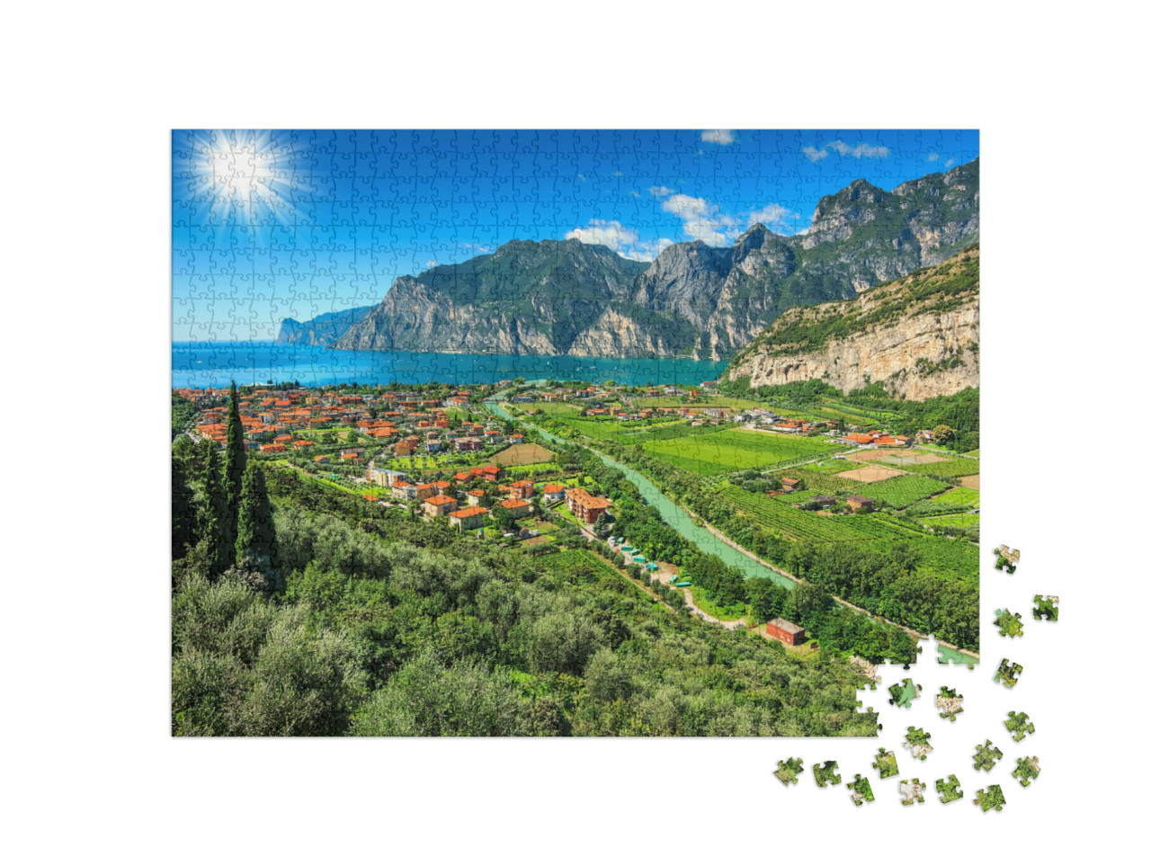 Puzzle 1000 pezzi „Giornata di sole sul lago di Garda, Italia“