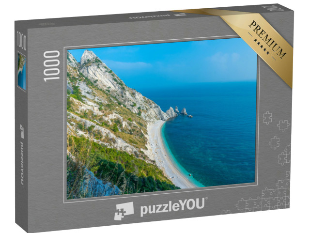 Puzzle 1000 pezzi „Spiaggia delle Due Sorelle nel Parco naturale del Monte Conero, in Italia.“