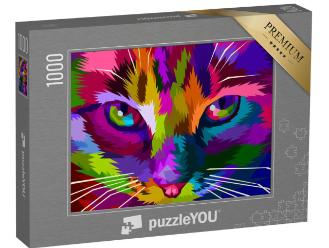 Puzzle 1000 pezzi „Illustrazione: Gatto astratto dallo sguardo intenso“