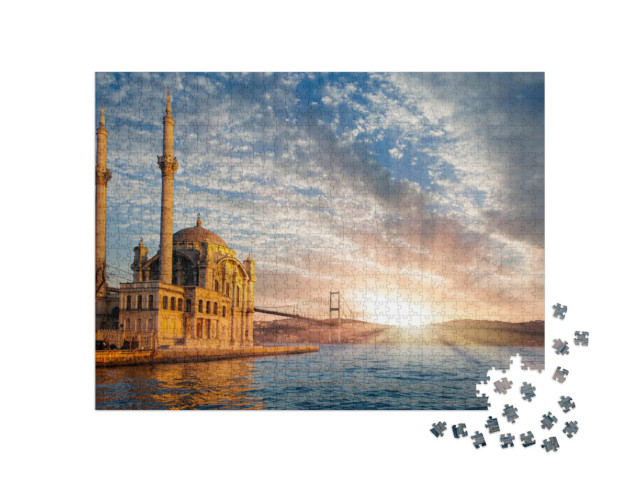 Puzzle 1000 pezzi „Moschea di Ortakoy e ponte sul Bosforo, Istanbul, Turchia“