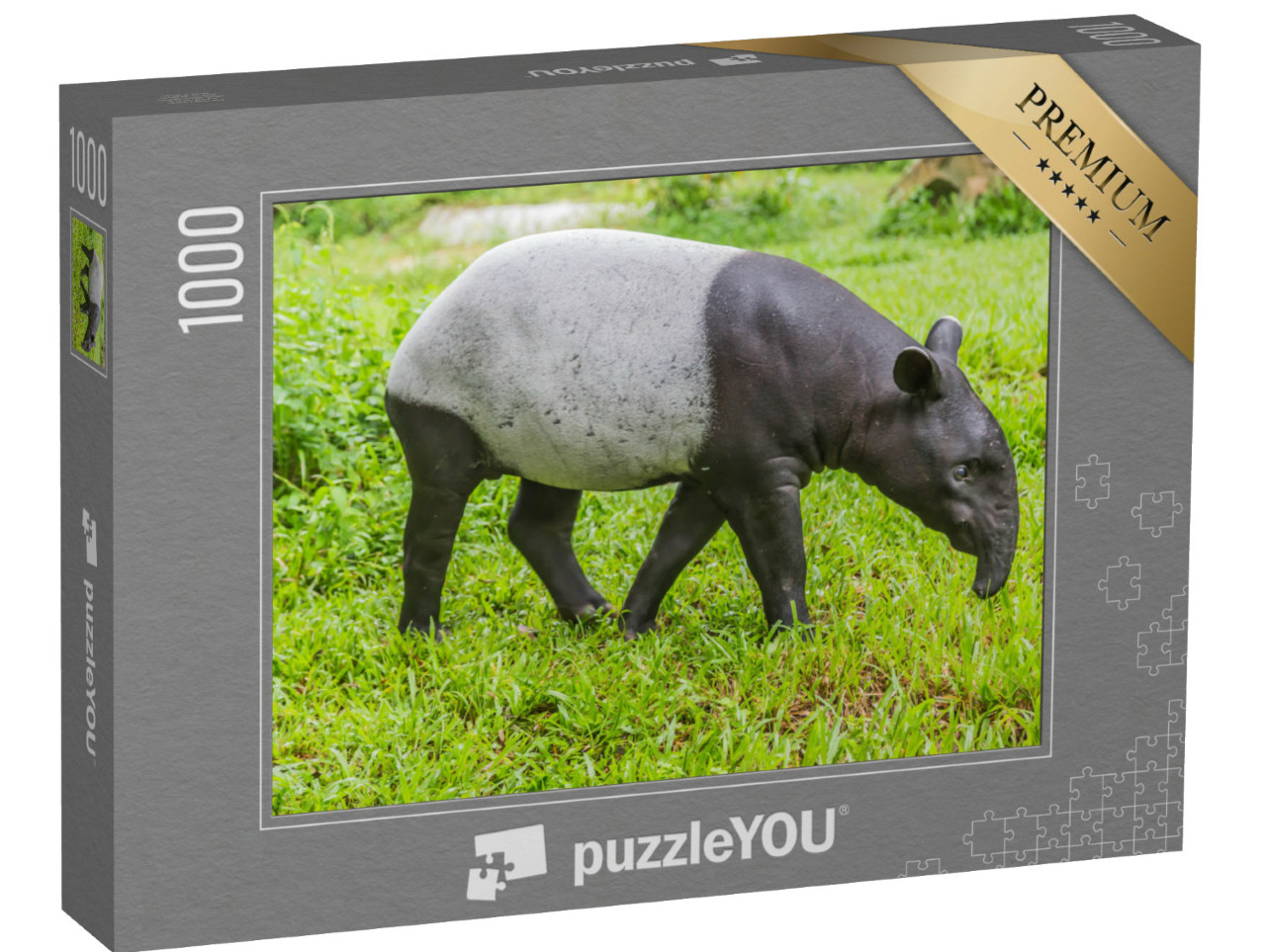 Puzzle 1000 pezzi „Tapiro che si nutre di grandi piante“