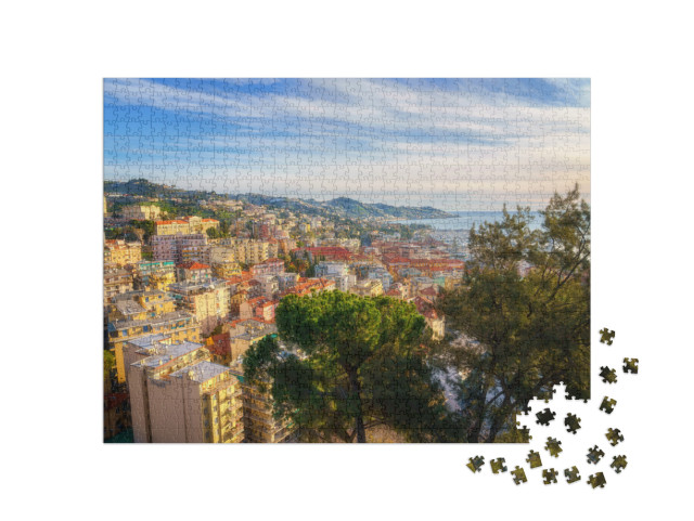 Puzzle 1000 pezzi „Vista panoramica di Sanremo dalla collina di Pigna, Riviera Italiana, Liguria, Italia“