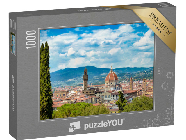 Puzzle 1000 pezzi „Una bella vista della città di Firenze con la vista della cupola della basilica fiorentina“