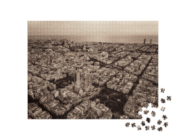 Puzzle 1000 pezzi „Vista aerea della Basilica della Sagrada Familia, Barcellona, Spagna“