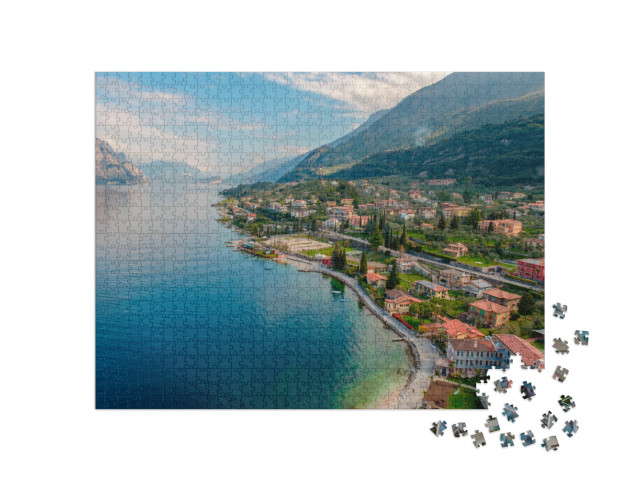 Puzzle 1000 pezzi „Vista sul lago di Garda dalla torre del comune di Malcesine“