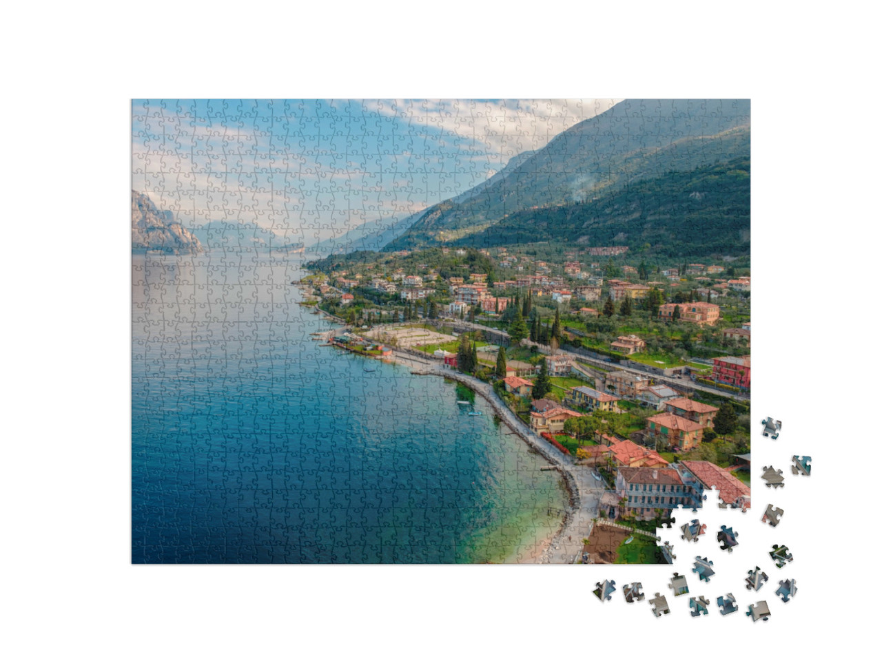 Puzzle 1000 pezzi „Vista sul lago di Garda dalla torre del comune di Malcesine“