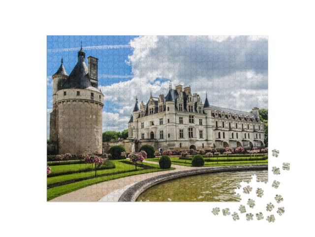 Puzzle 1000 pezzi „Il castello di Chenonceau sul fiume Cher, Francia“