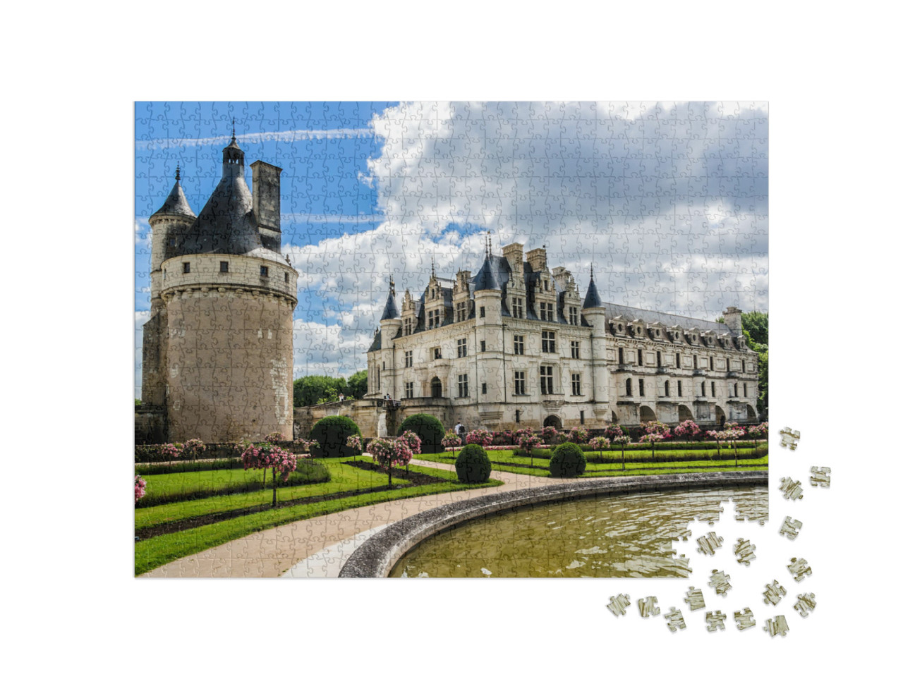 Puzzle 1000 pezzi „Il castello di Chenonceau sul fiume Cher, Francia“