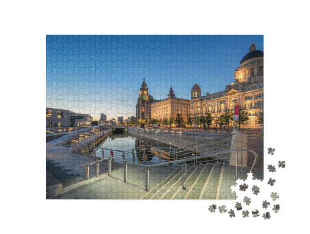 Puzzle 1000 pezzi „Le Tre Grazie sul lungomare Pier Head di Liverpool“
