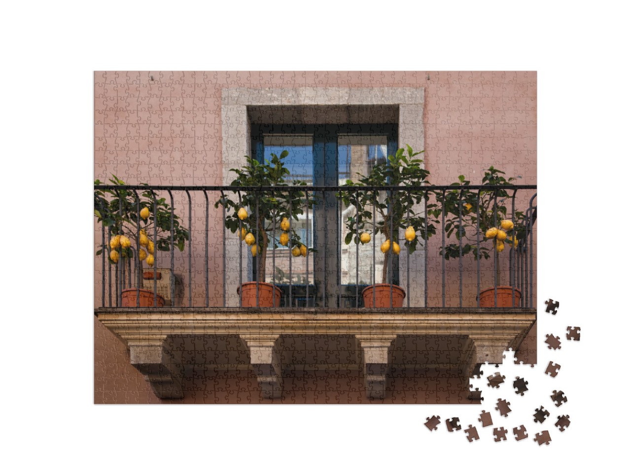 Puzzle 1000 pezzi „Limoni sul balcone a Toarmina, Italia“