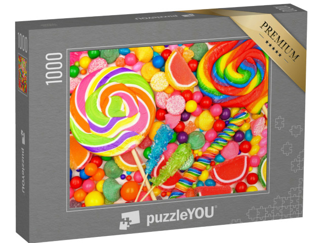 Puzzle 1000 pezzi „Dolciumi vari, con lecca-lecca, palline di gomma da masticare e caramelle gelatinose“