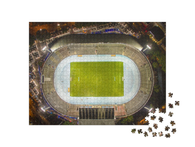Puzzle 1000 pezzi „Vista a volo d'uccello: lo stadio di notte“