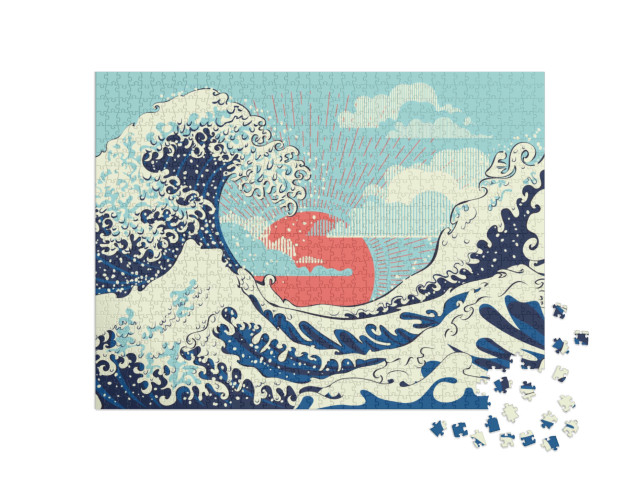 Puzzle 1000 pezzi „Retro art design: Oceano in tempesta“