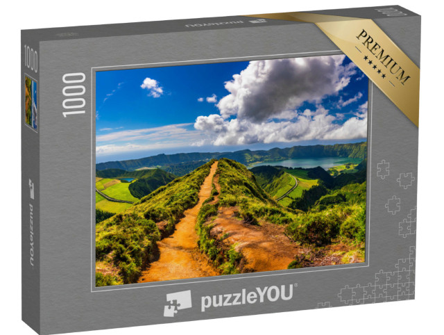 Puzzle 1000 pezzi „Punto panoramico di Grota do Inferno vicino a Sete Cidades, Azzorre, Portogallo“