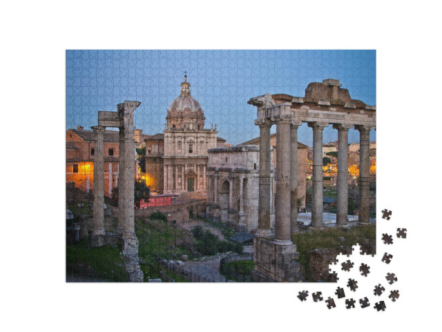 Puzzle 1000 pezzi „Vista notturna del Foro Romano - Roma“