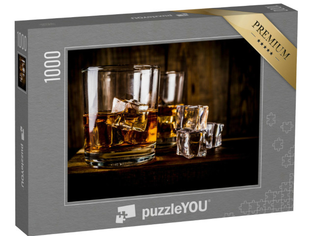 Puzzle 1000 pezzi „Due bicchieri da whisky con cubetti di ghiaccio“