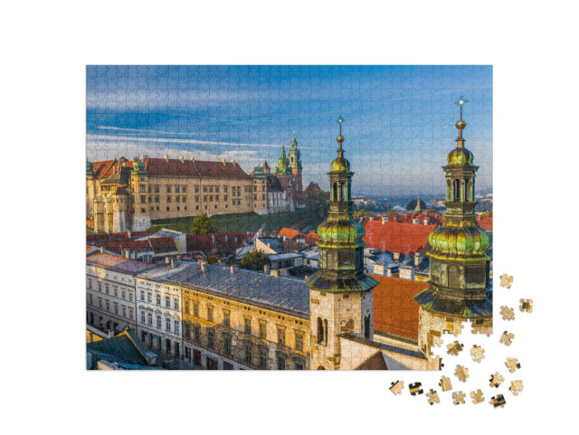 Puzzle 1000 pezzi „Centro di Cracovia con vista sul Castello di Wawel, Polonia“