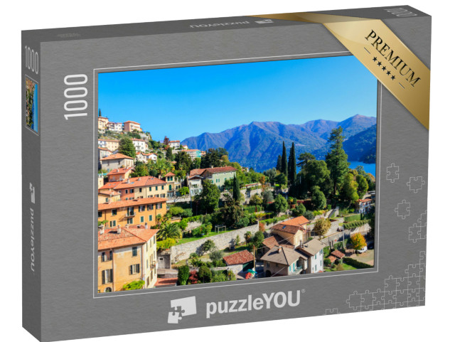 Puzzle 1000 pezzi „Vista panoramica della città di Moltrasio, sul lago di Como, in Italia“