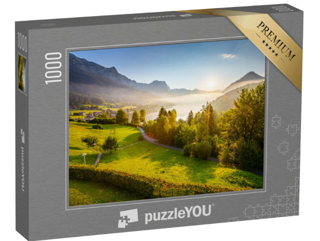 Puzzle 1000 pezzi „Vista del giardino verde al mattino“