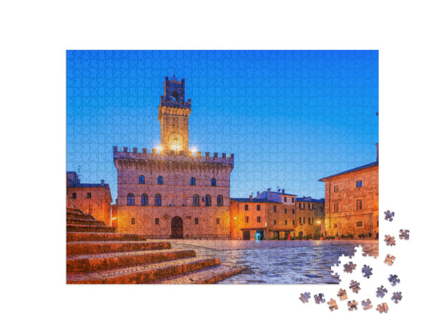 Puzzle 1000 pezzi „Montepulciano, Toscana, Italia. Il Palazzo Comunale in Piazza Grande.“