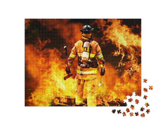 Puzzle 1000 pezzi „Pompiere nel fuoco“